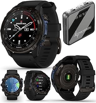 Wearable4UGarmin Descent Mk3 & Mk3i 51 mm & 43 mm, Titanium Dive Computer +extra-long strap | Up to 25 days Battery Life, AMOLED Display, GPS Smartwatch & Gift Bundle (010-02752-10)