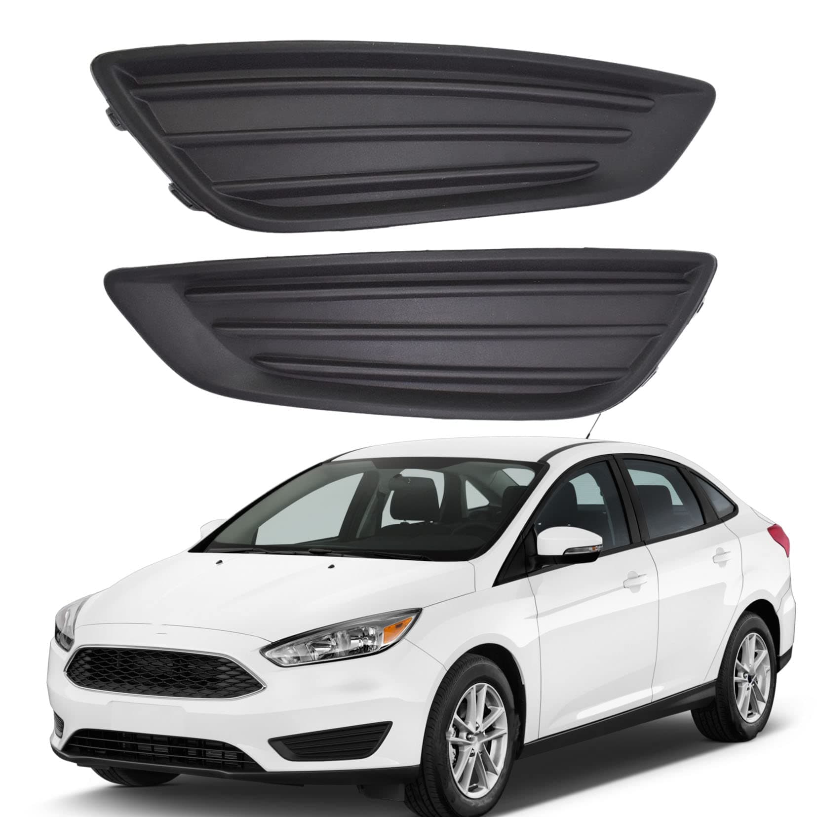2Pcs Front Bumper Fog Light Cover Grilles Replacement for 2015-2018 Focus S/SE Models Left and Right Side