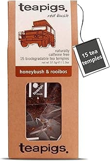Honeybush & Rooibos Tea Bags - Naturally Caffeine-Free with an Earthy Nutty Blend - South African Sourced - 15 Eco-Friendly Biodegradable Tea Temples (1 Pack)