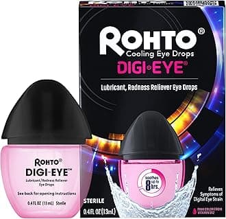 Rohto Digi-Eye Drops for Digital Eye Strain Relief, Long-Lasting Cooling and Soothing Formula for Red Tired Eyes, 0.4 fl oz, 2 Count