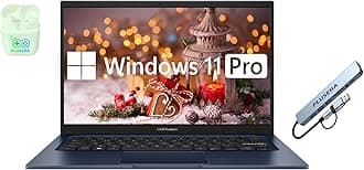 ASUS 14" FHD Vivobook Laptop Computer, 40GB RAM 1.5TB Storage (1TB SSD+512GB Docking Station Set), 6-Core Intel Core i3, Windows 11 Pro with Microsoft Office Home & Business, PLUSERA Earphones