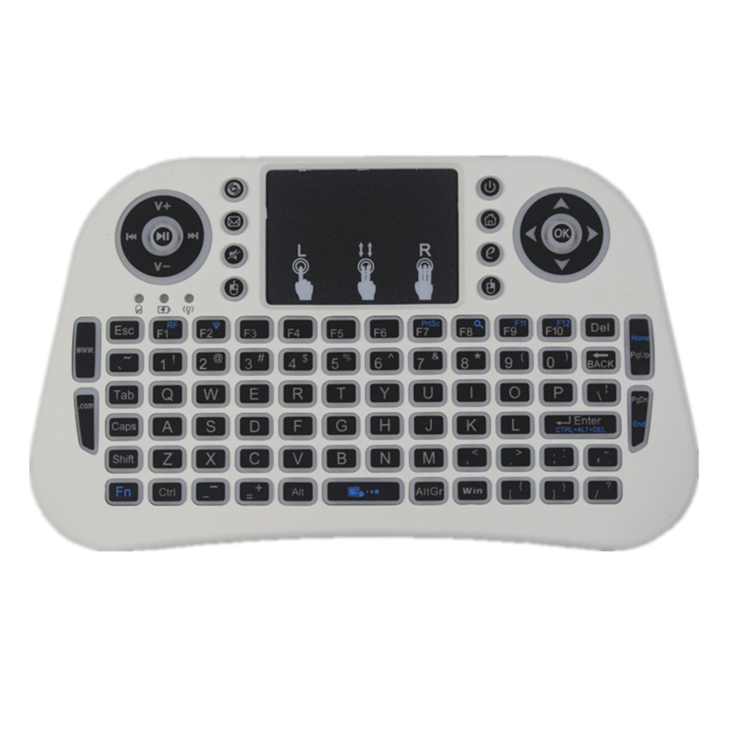 LIIR i8 pro 3-Colors BACKLIT Wireless Mini Kodi Keyboard with Touchpad Mouse for Raspberry Pi 2, MacOS, Linux, HTPC, IPTV, Google Android TV Box, Windows (i8 pro) (white)