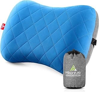 Hikenture Camping Pillow with Removable Cover - Ultralight Inflatable Pillow for Hiking,Backpacking - Upgrade Comfortable Ergonomic Air Pillow for Neck Support - Soft Travel Pillow in Car,Beach,Office