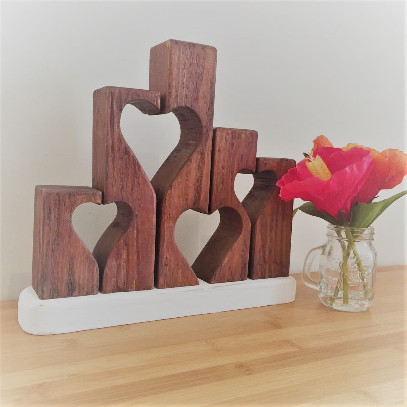 Wooden Heart Sculpture