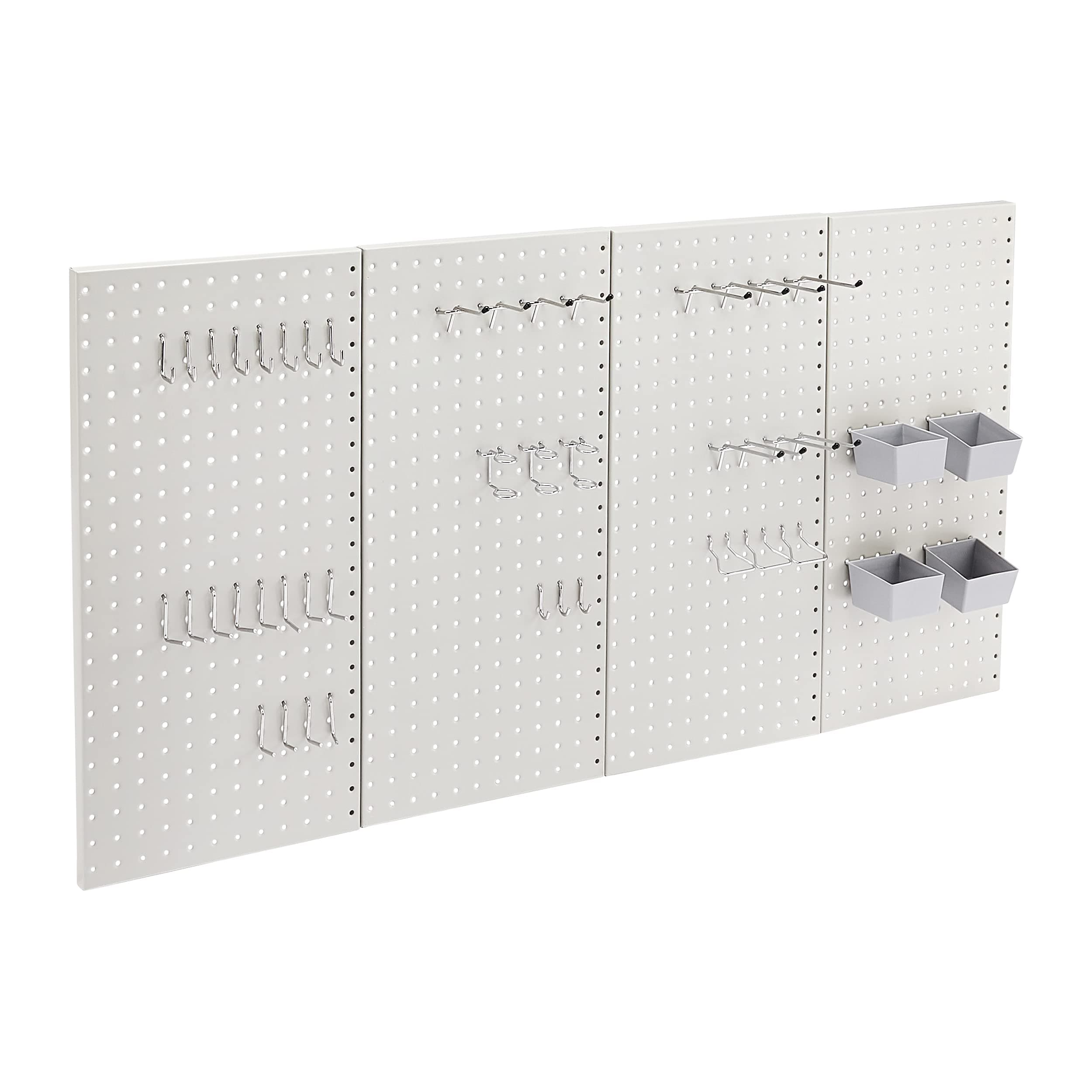 Rectangular Metal Pegboard Kit – 48 Pieces, Gray