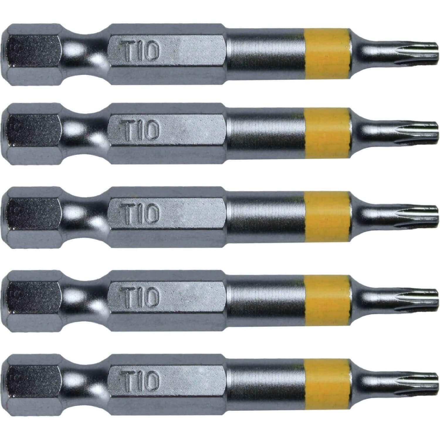 T10 Torx/Star Driver Bit - Color Coded 2" Torx/Star Drive Quick Change Shank Bit for Screws and Fasteners Requiring T10 Size Bits (5 Pack)