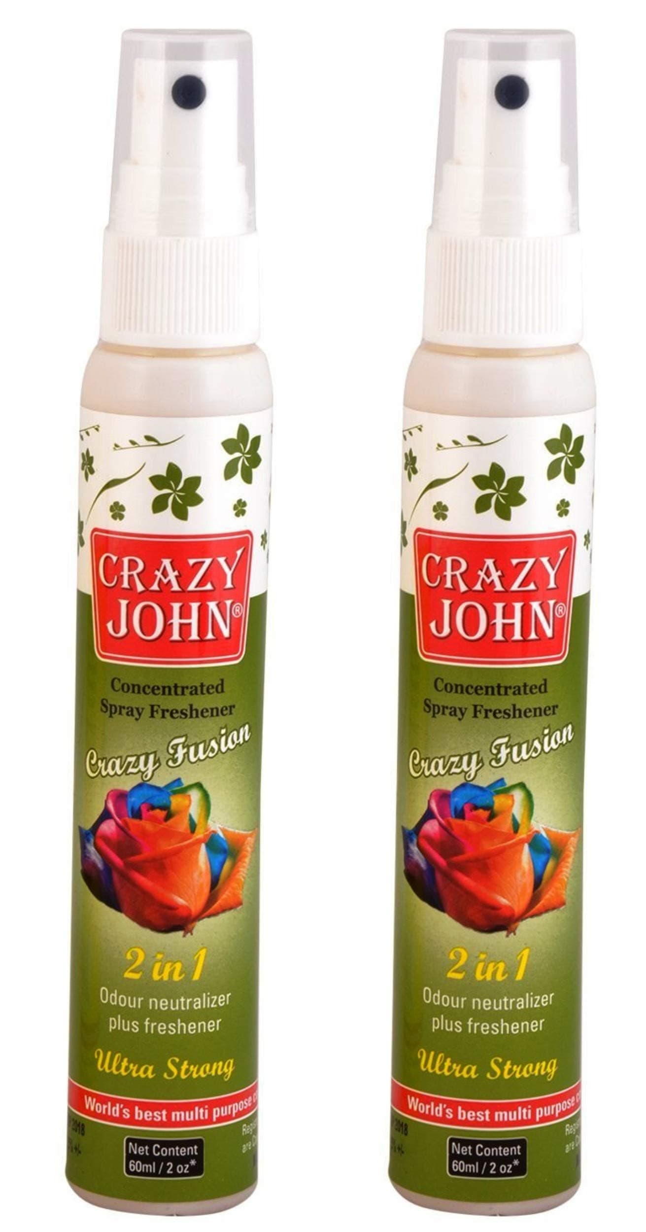 CRAZY JOHN Air Freshner Spray Combo Pack- 60Ml & 60Ml 2 Pc Combo (Crazy Fusion)