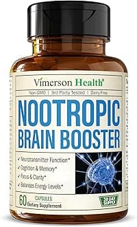 Nootropic Brain Booster with Copper. Memory, Mind, Focus. Promotes Concentration, Cognition and Mental Performance. Boosts Metabolism and Energy. Non-GMO Supplement with GABA, DMAE, Bacopa, Vitamins