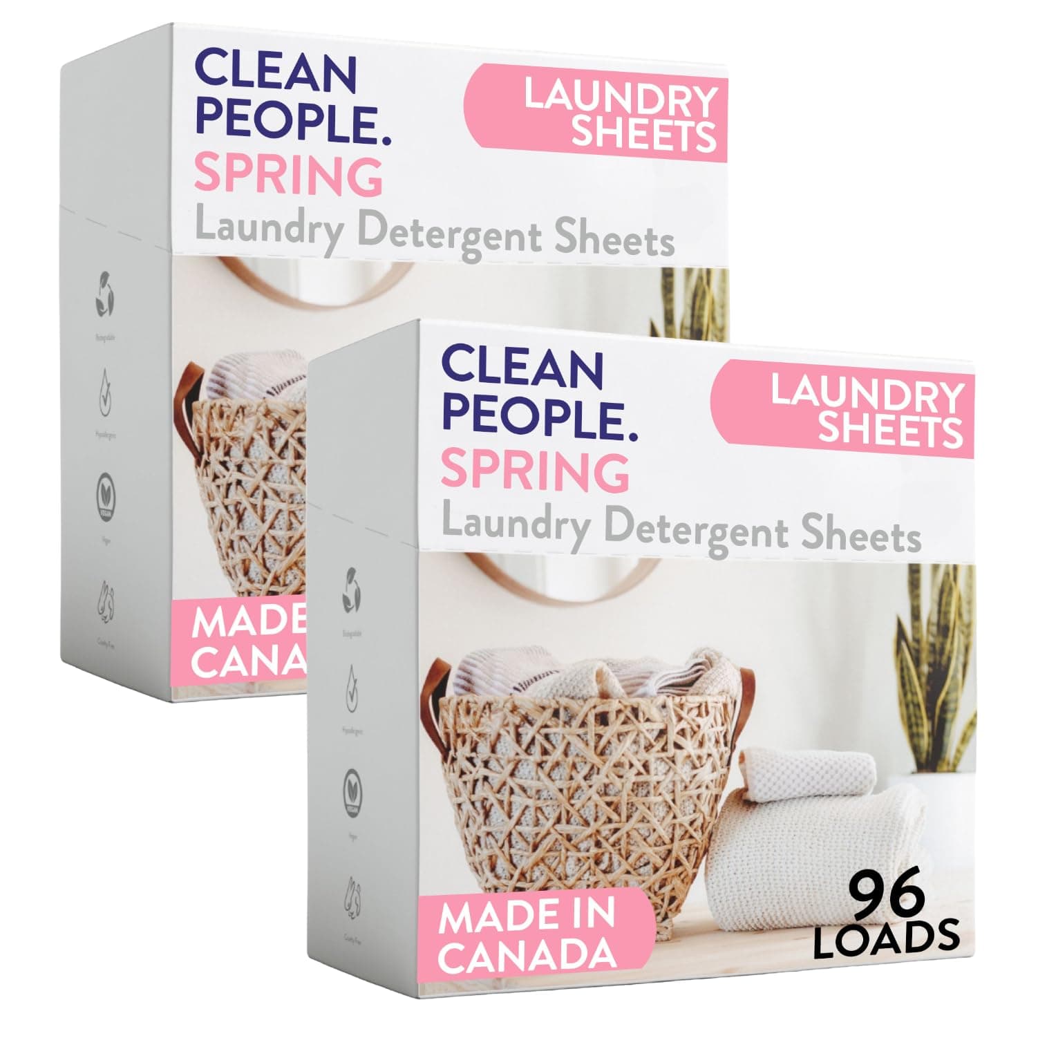 The Clean People Laundry Detergent Sheets - Laundry Soap - Ultra Concentrated, Recyclable Packaging, Stain Fighting - Spring Scent, 192 Pack