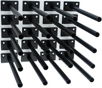 20 Pcs 8" Black Steel Floating Shelf Bracket Blind Shelf Supports - Hidden Brackets for Floating Wood Shelves - Concealed Blind Shelf Support – Screws and Wall Plugs Included