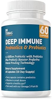 Dr. Tobias Deep Immune Probiotics & Prebiotics - Dual Action Digestion & Immune Support with PreforPro Prebiotics & Delayed Release Spore Forming Probiotics for Women & Men - 60 Capsules (30 Servings)