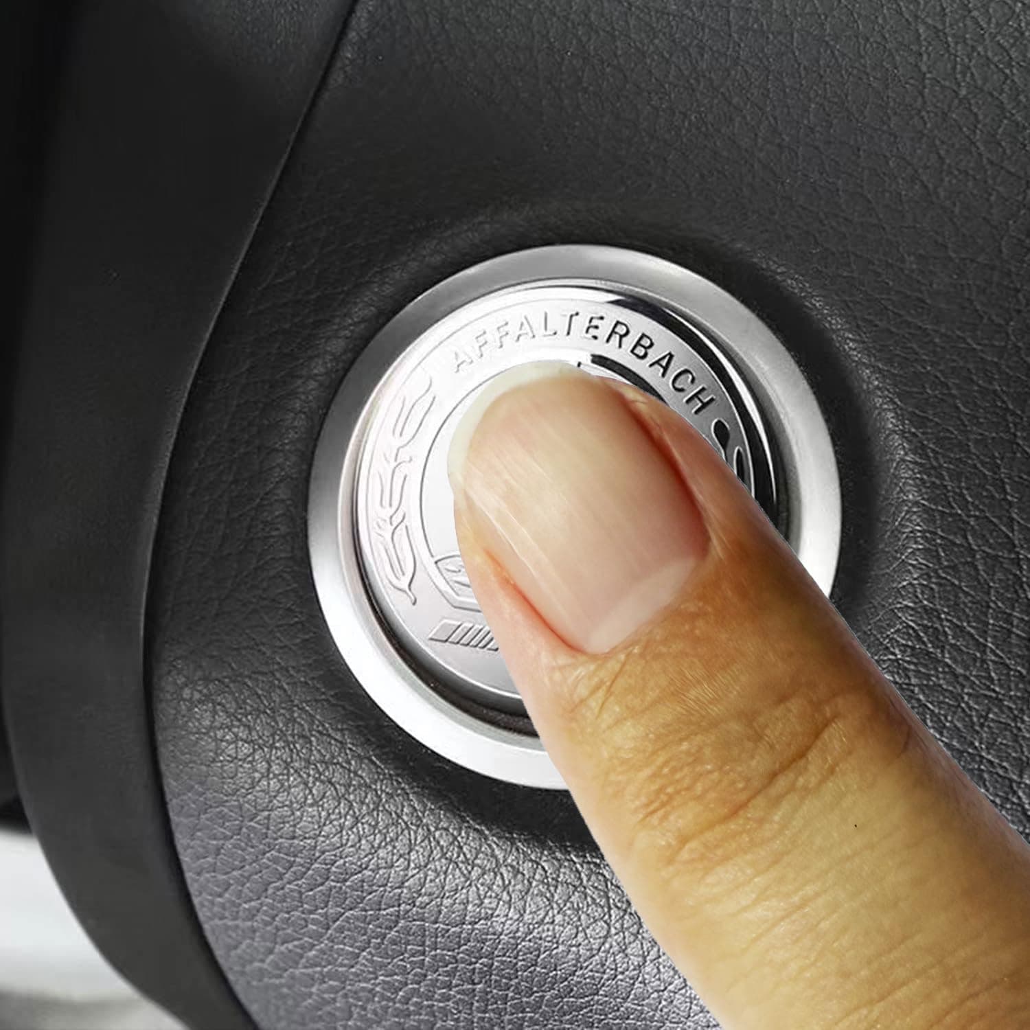 MAXDOOL Interior Auto Start Engine Ignition Button Key Knobs Decals Stickers Emblem Accessories Silver Compatible with A B E Class (35mm Start Engine Button Cover)
