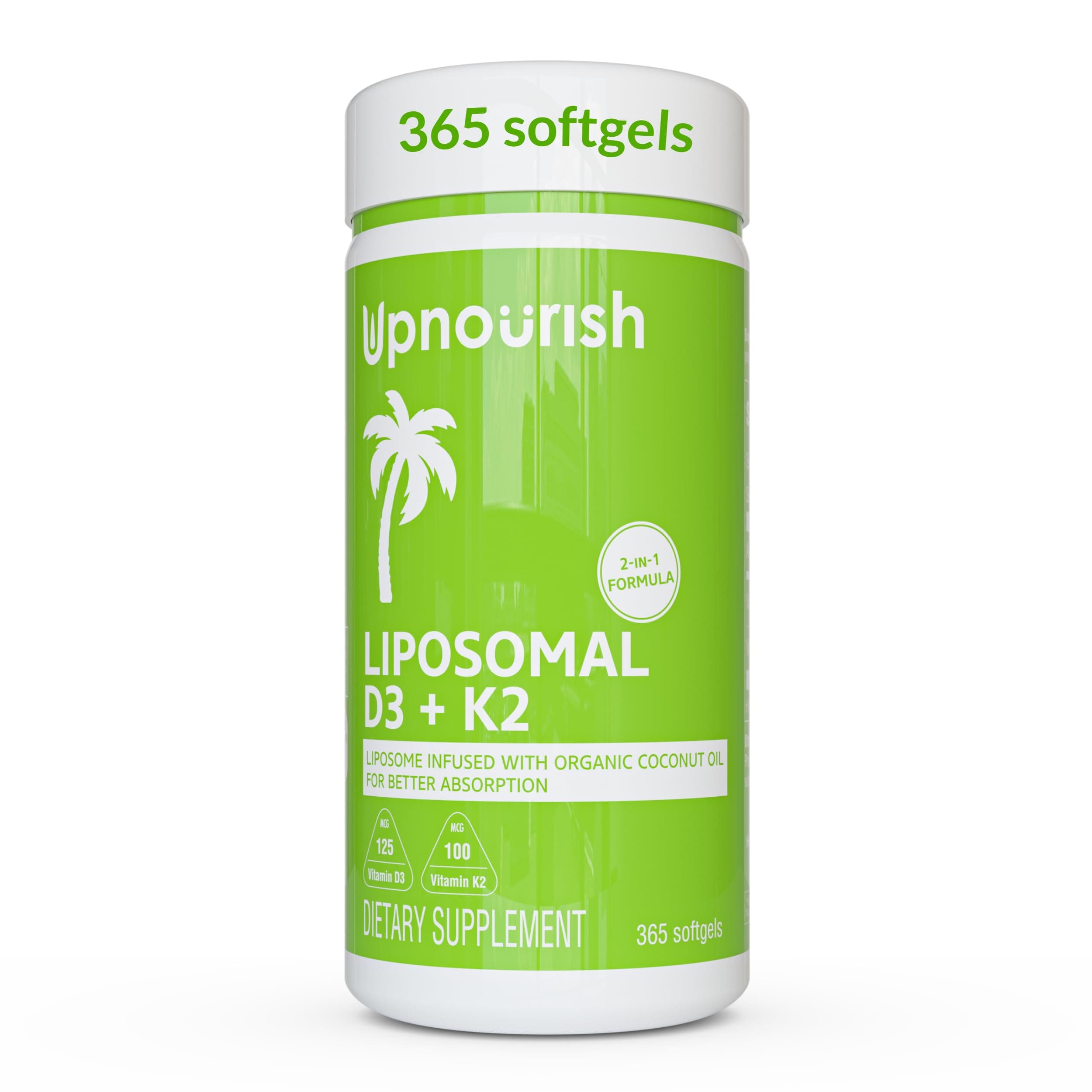 Liposomal Vitamin D3 5000 IU + K2 MK-7 That Work. One Year Supply