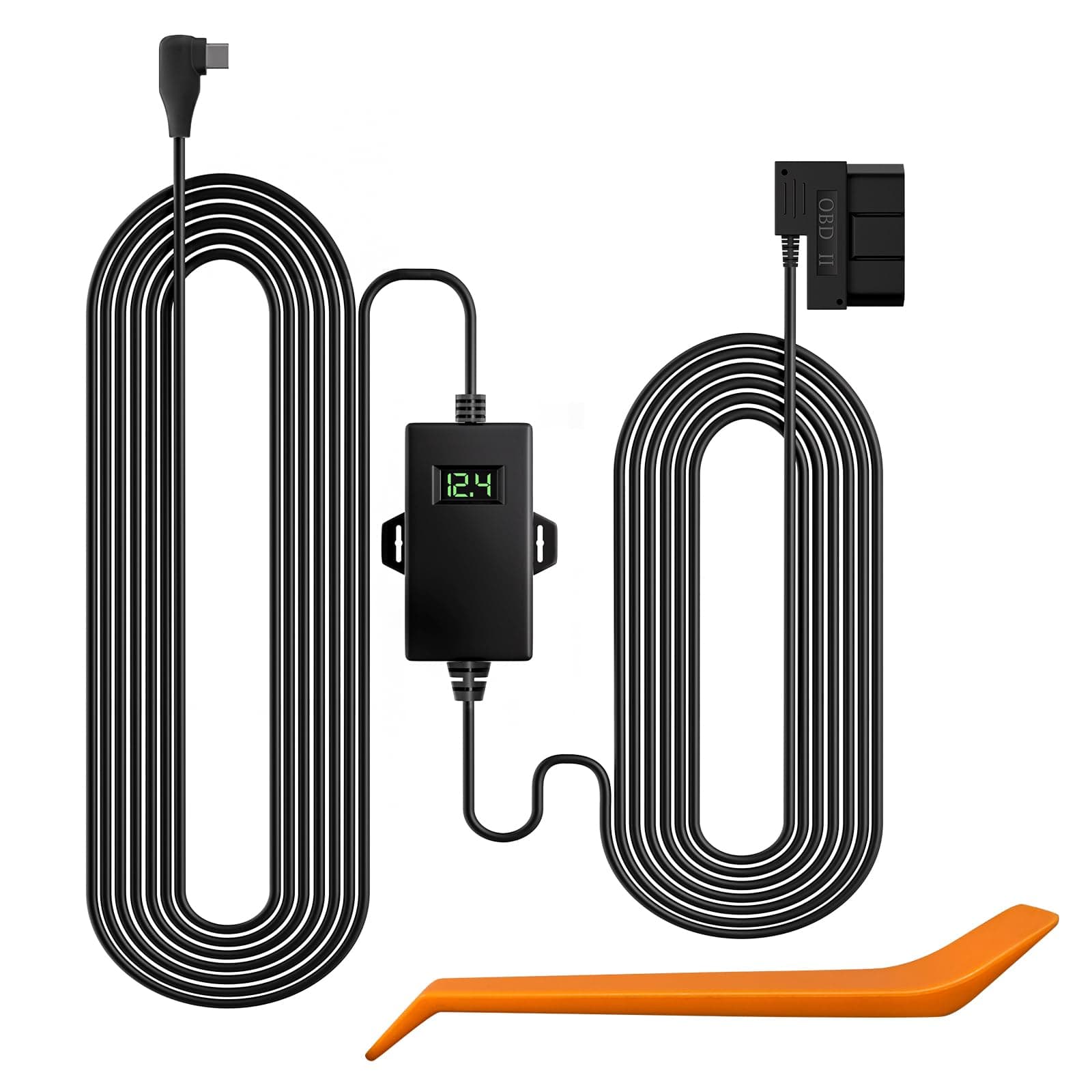 WOLFBOX USB C Hardwire Kit OBD,Hard Wire Car Charger Cable Kit 12V- 24V to 5V for Dash Cameras with Battery Drain Protection,Suitable for Type-C G840S/G930/G840H/G850/G900/i07 Mirror Dash Cam