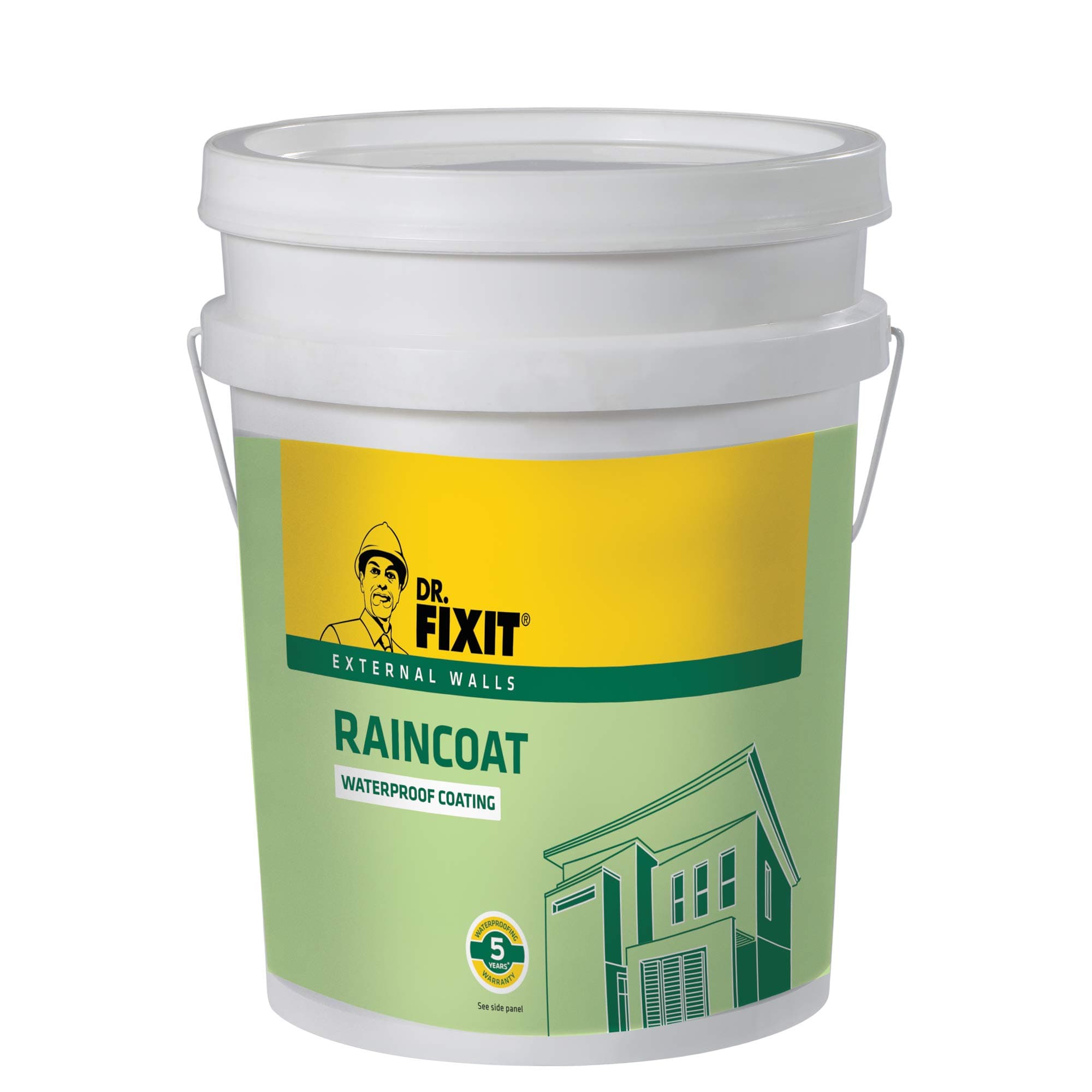 Dr. Fixit Raincoat 601, Waterproof Coating, External wall waterproofing, Coating, No dilution, 1 Litre, Single Coat Application, Elastomeric, 5 years waterproofing