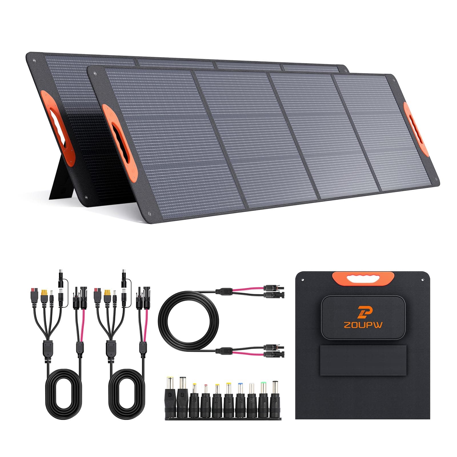 440W Portable Solar Panel with Bypass Diodes, 2 Pack 220W N Type 16BB Foldable Solar Charger for Power Station, 25% High Efficiency IP67 Waterproof, 4 Brackets for Camping