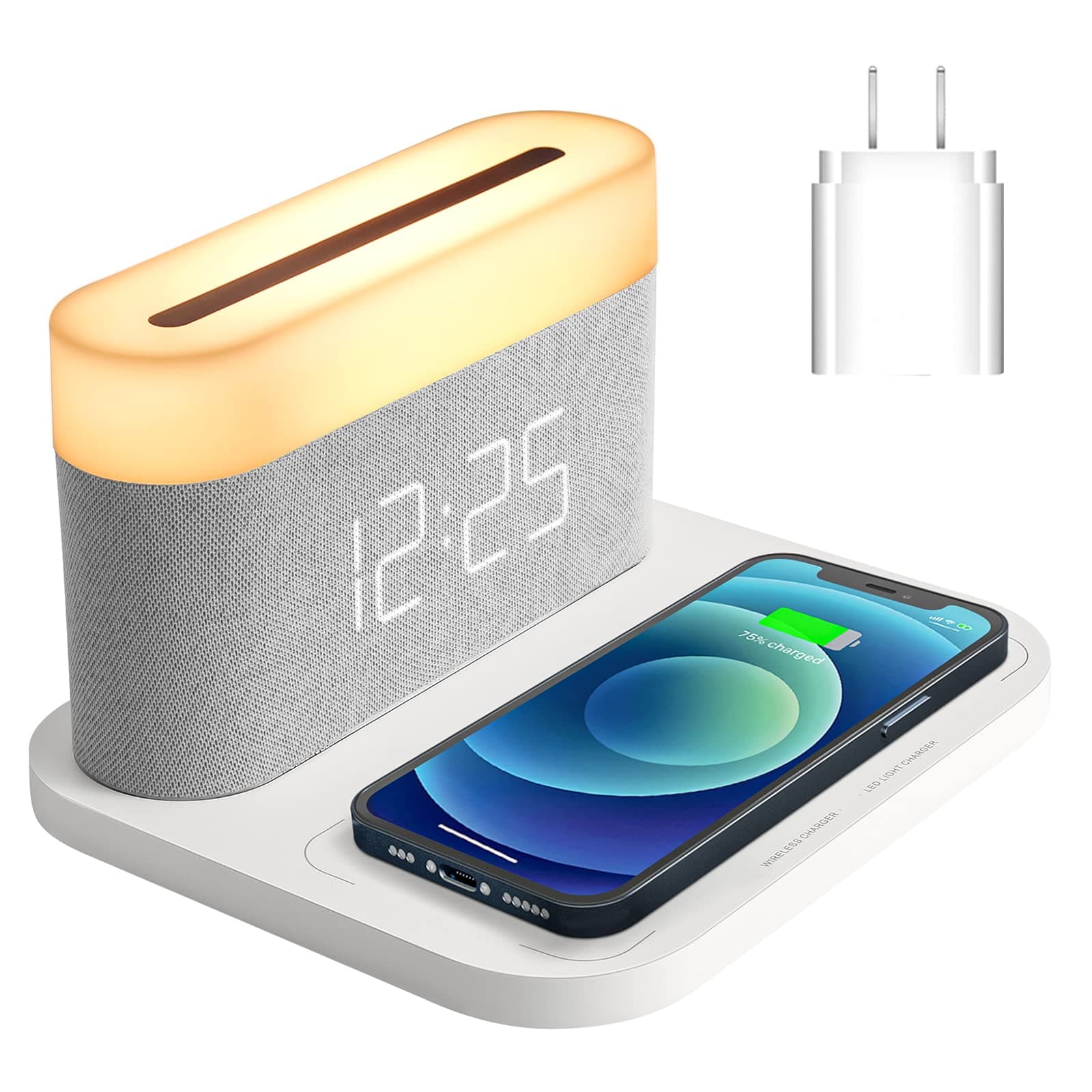COLSUR Digital Alarm Clock with Wireless Charging 15W Max Touch Bedside Lamp with 5-100% Adjustable Brightness,12/26Hr,Snooze, Wireless Charger,Bedroom,Livingroom