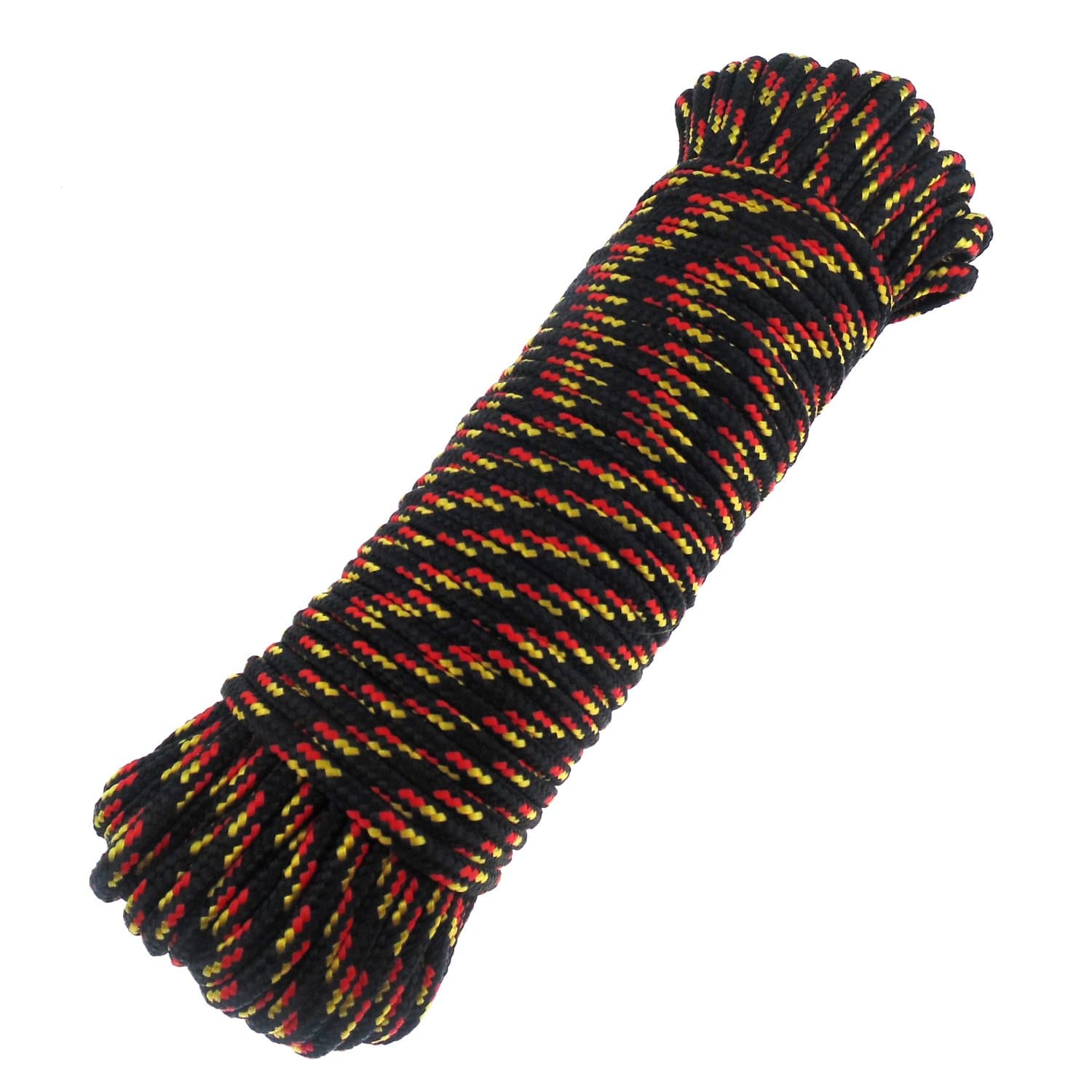 Diamond Braid Nylon Paracord, 3/16" (5mm) x 100ft, High Strength Polypropylene Rope, General Purpose Utility Rope and Flag Line, Black