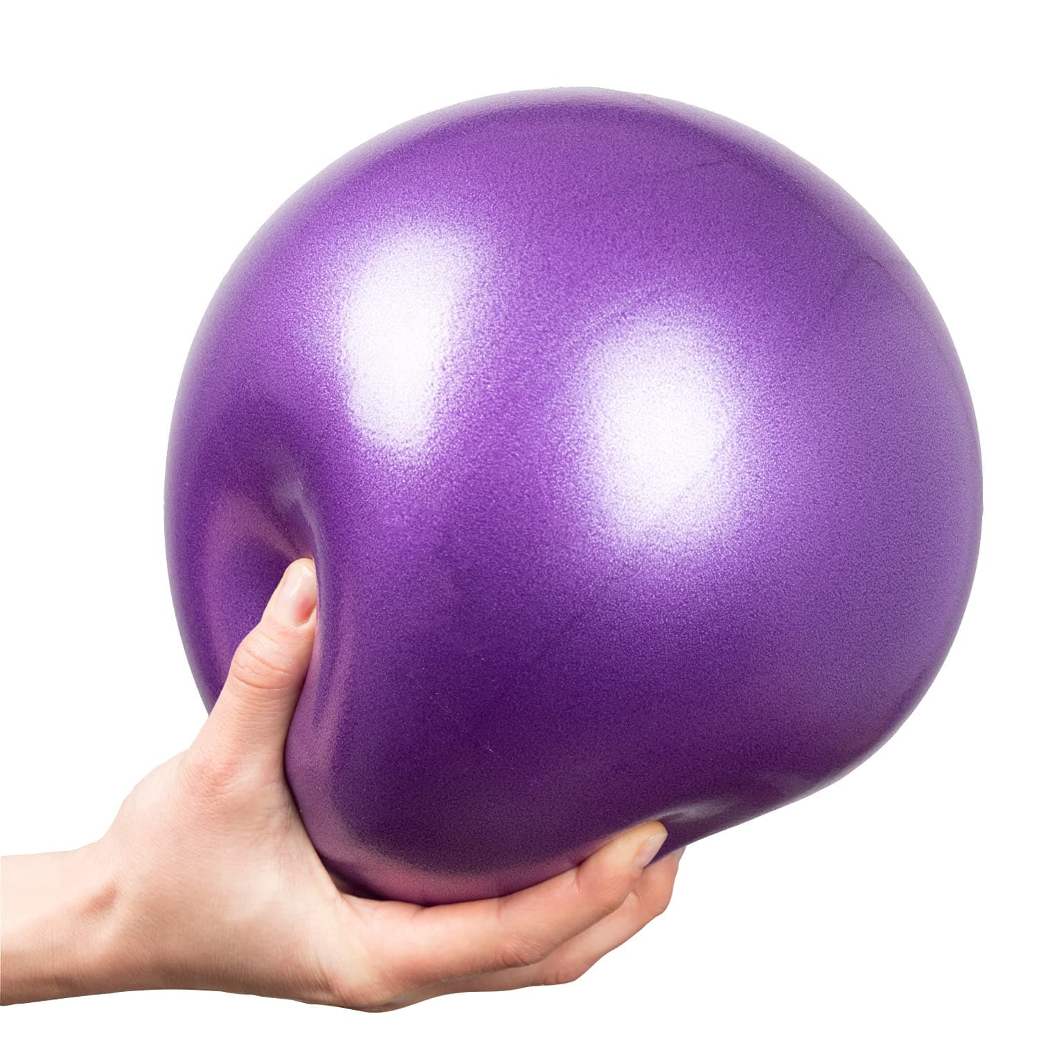 ABTRIX WITH AB Mini Exercise Ball 9 Inch (23cm) – Small Soft Pilates Ball for Yoga, Core & Ab Workouts – Anti-Burst Non-Slip Fitness Ball with Inflatable Straw for Home Therapy & Barre – Purple