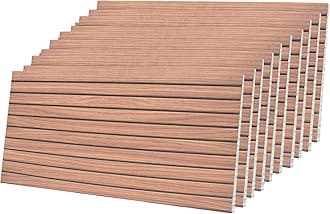 IZODEKOR 3D Wood Effect Styrofoam Wall Panels - Faux Wood Look Wall Panels for Living Room - Fake Acoustic Wood Slat Wall Panels - Pack of 10, Covers 50 sq ft.