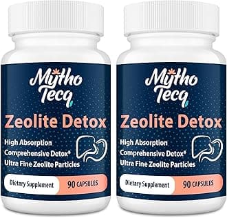 MythoTecq 2300 MG Zeolite Detox Capsules - Activated Charcoal & Bentonite Clay, Highly Absorbable Full Body, Liver & Gut Cleanse, Zeolite Clinoptilolite（180 Capsules）