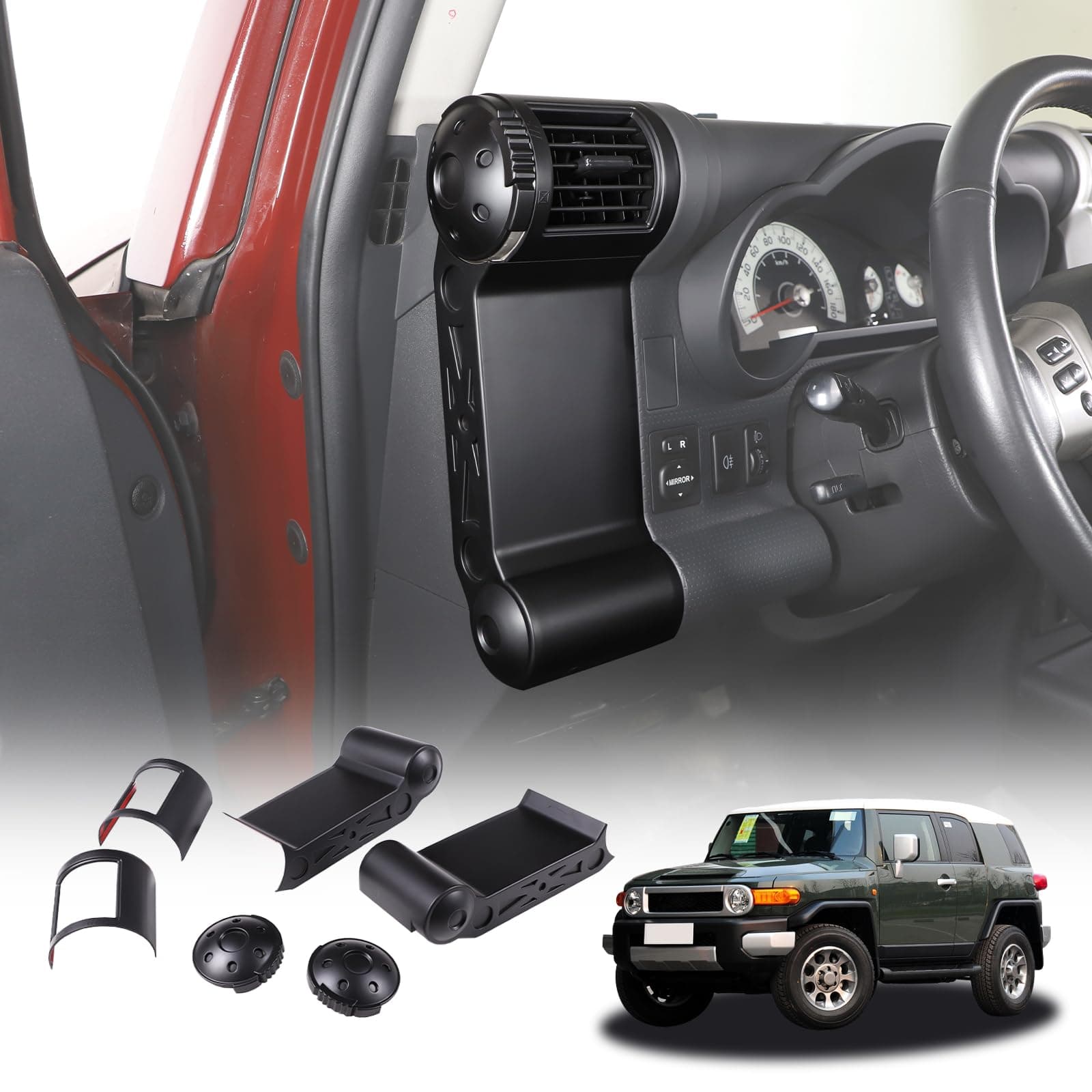 LLKUANG Dashboard Side Air Outlet Frame ABS Car Dashboard Side Air Outlet Frame Decorative Panel for Toyota FJ Cruiser (XJ10) 2007-2022 A/C Air Vent Kit Interior Accessories (Matte black)