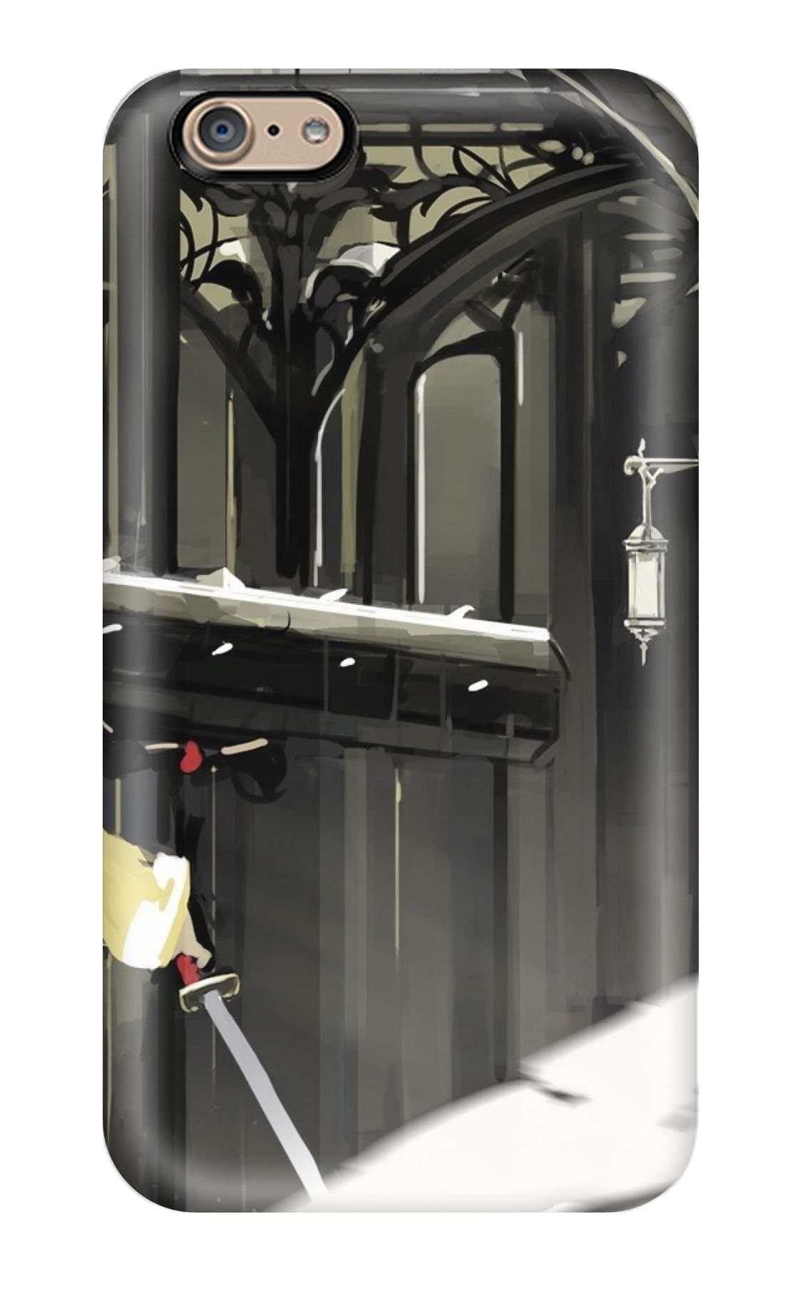 4/4s Scratch-proof Protection Case Cover For Iphone/ Hot Dress Monsters Indoors Text Architecture Katana Demons Horns Oni Lanterns Fantasy Art Pantyhose Interior Masks Artwork Scarfs Ahoge Bandages Yellow Dress Grayfacial Mark Swords Pixiv Fantasia White Or Phone Case