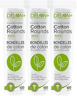 - Delon Premium Dual-Sided Cotton Rounds, 100 Count (Pack of 1) – Lint-Free, Hypoallergenic, 100% Cotton Pads for Makeup, Skincare & Nails – Made in Canada
