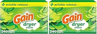 Gain Dryer Sheets Fabric Softener, Original Scent | 240 Count | Pack of 2