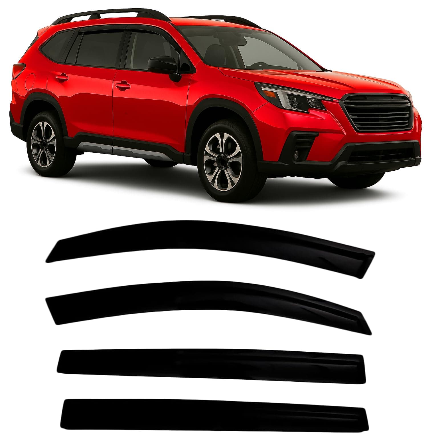 Optimal Co 2019-2024 Tape-On Side Window Visor Deflectors for Subaru Ascent Premium Onyx Limited 2020 2021 2022 2023 Smoke Tinted Rain Guards