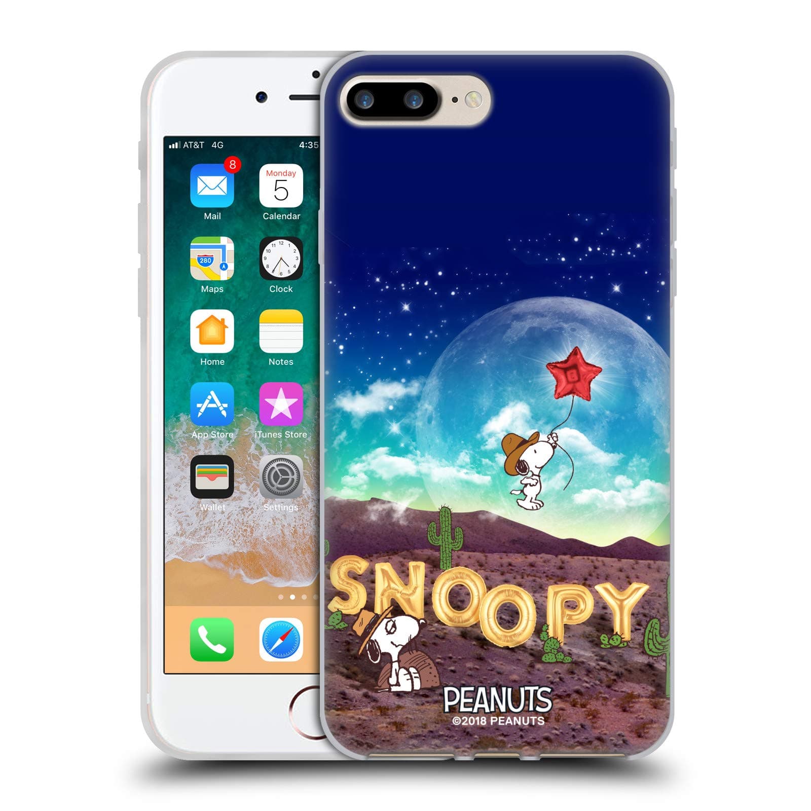 Head Case Designs Officially Licensed Peanuts Nebula Fly Balloon Snoopy Space Cowboy Gel Case [Military Grade] Compatible with Apple iPhone 7 Plus/iPhone 8 Plus and Compatible with MagSafe