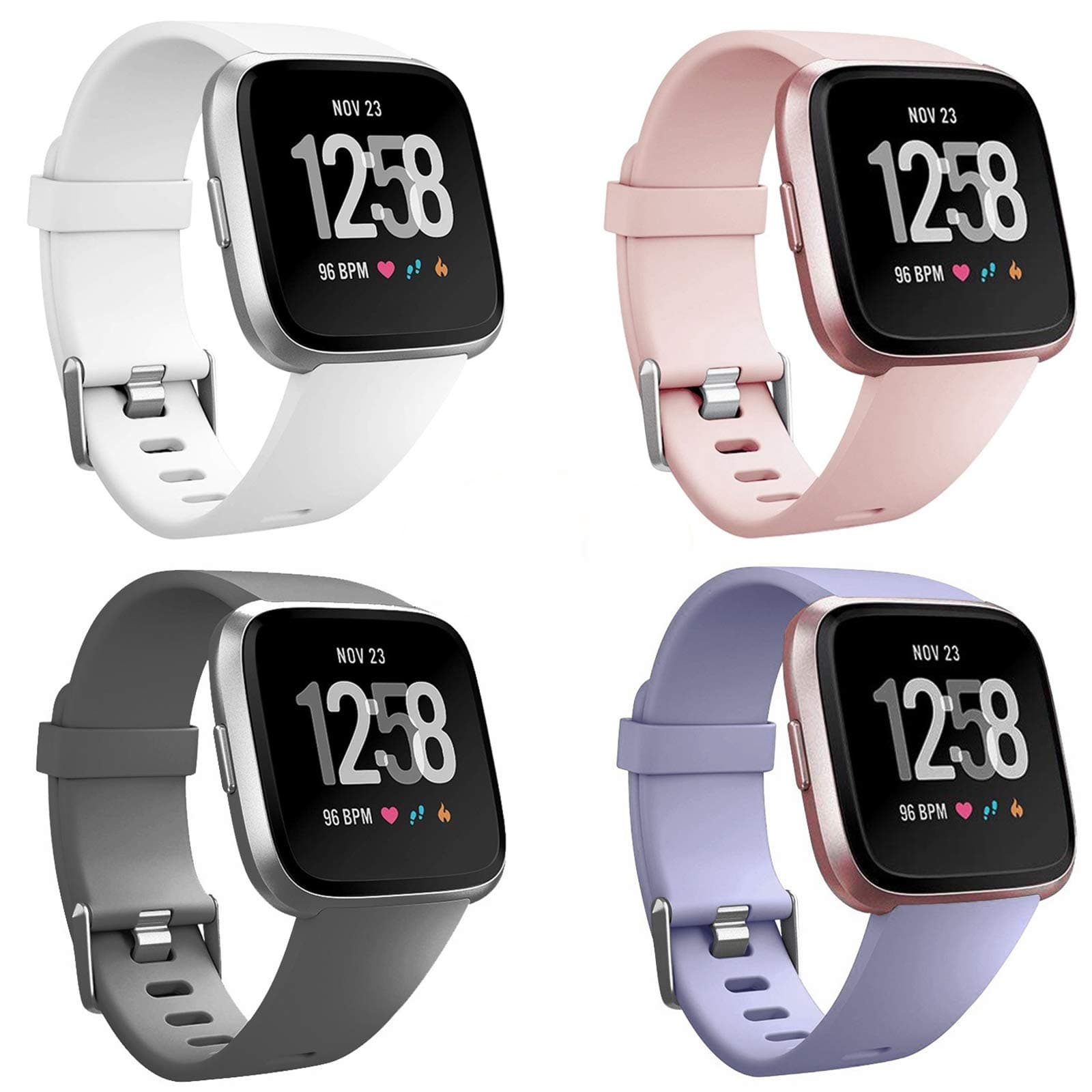 Neitooh 4 Packs Bands Compatible with Fitbit Versa/Versa 2/Fitbit Versa Lite for Women and Men, Classic Soft Silicone Sport Strap Replacement Wristband for Fitbit Versa Smart Watch  Tobfit Pack 3 Slim Bands Compatible with Fitbit Versa 2 Bands/Fitbit Versa/Fitbit Versa Lite/SE, Silicone Replacement Smartwatch Wristband for Women Men, Small, Blue/Wine Red/Gray  4 Pack Stretchy Bands Compatible with Fitbit Versa 3/Fitbit Versa 4/Fitbit Sense 2/Fitbit Sense Bands Women Men, Adjustable Elastic Breathable Loop Nylon Replacement Straps for Fitbit Sense & Versa 3  GELISHI Compatible for Fitbit Versa 2 Bands All Round Protective Case Rugged Sport Band Wristbands for Men Women, Army Green