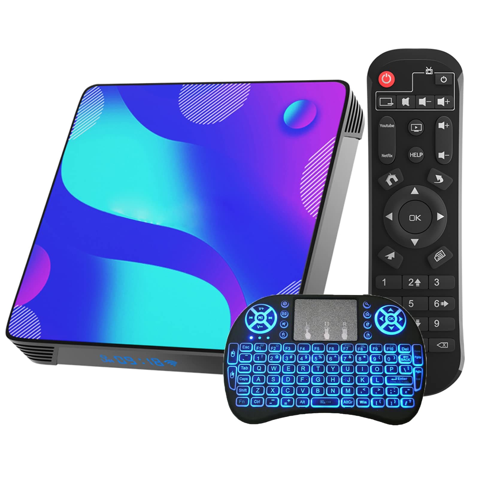 TV Box Android 11.0, YAGALA X10 TV Box with Backlit Mini Keyboard, 4GB RAM 64GB ROM RK3318 Quad-Core 64bit Cortex-A53 Support Dual-WiFi 2.4GHz/ 5GHz WiFi 4K UHD Bluetooth 4.0