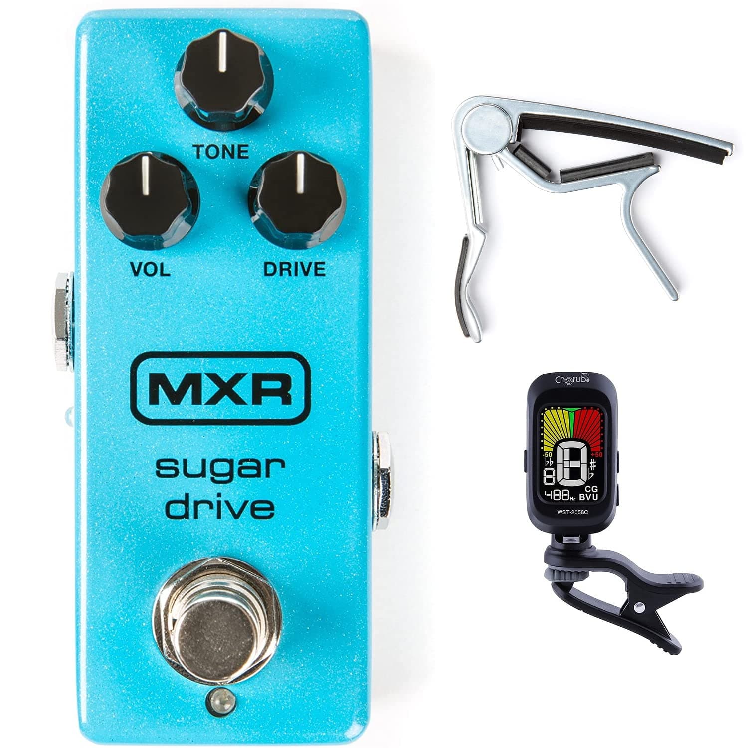 BriskdropMXR M294 Sugar Drive Pedal Bundle with Dunlop Trigger Capo and Tuner (M294-87N)