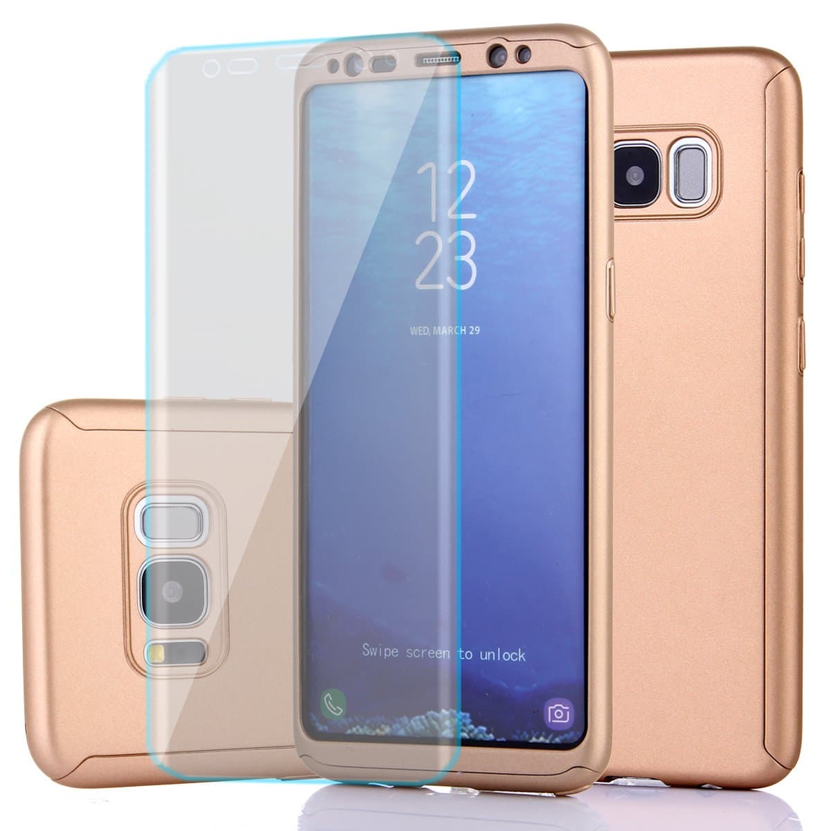 Samsung Galaxy S8 Plus Case,Full Body Protection Ultra-Thin Hard PC case with A Soft HD Screen Protector 360 All Round Anti Scratch Removable Hybrid Cover for Galaxies s8 Plus case (Gold-s8 Plus)