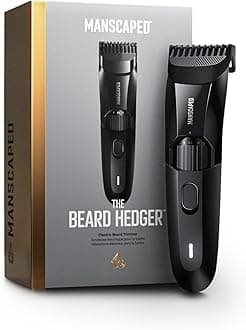 MANSCAPED® The Beard Hedger® Premium Men's Beard Trimmer, 20 Length Adjustable Blade Wheel, Stainless Steel T-Blade for Precision Facial Hair Trimming, Cordless Waterproof Wet/Dry Clipper