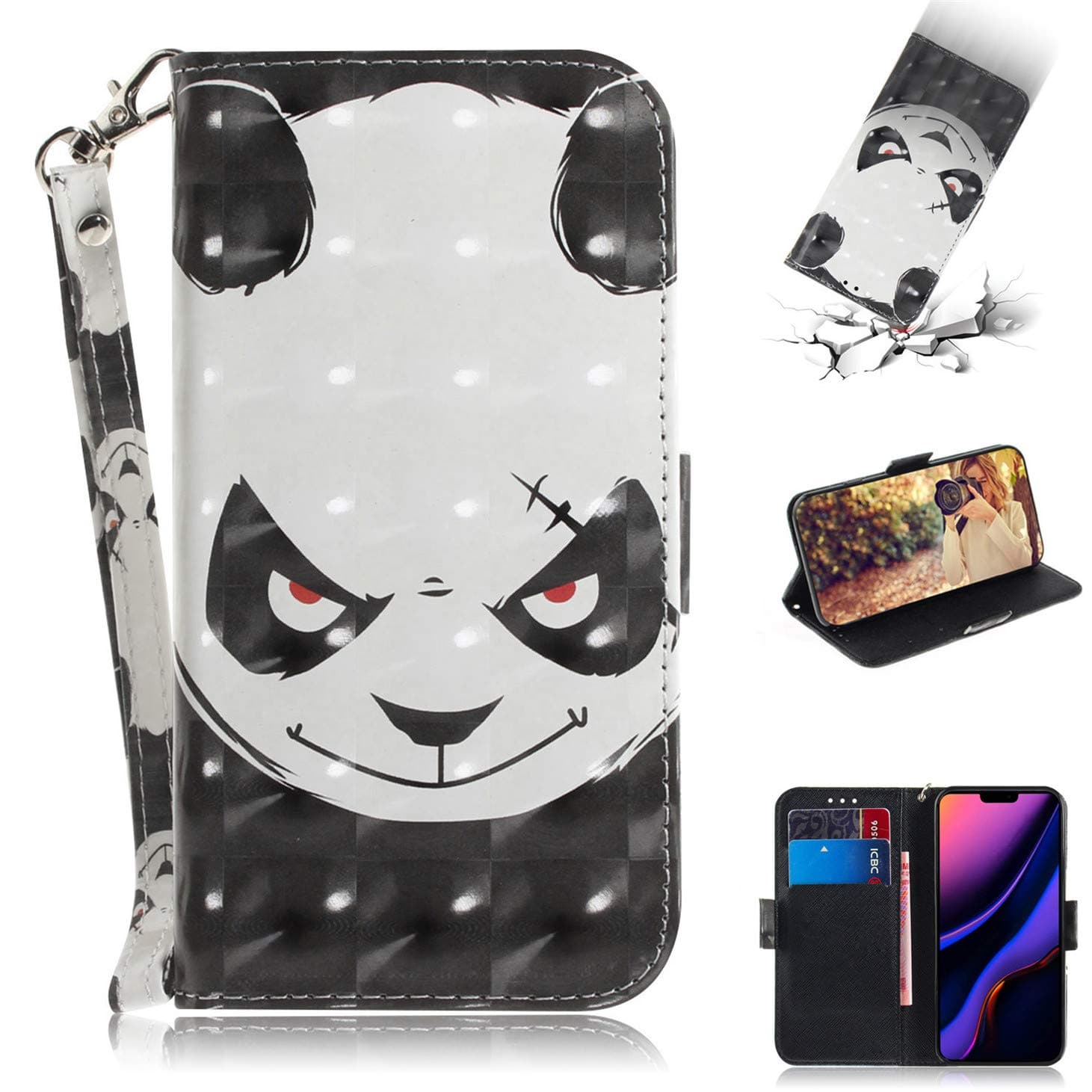 sinogoods For Apple iPhone 11 Pro Max Case, Flip Slim Fit Premium PU Leather Case, Stand Wallet Card Case Cover - Angry bear
