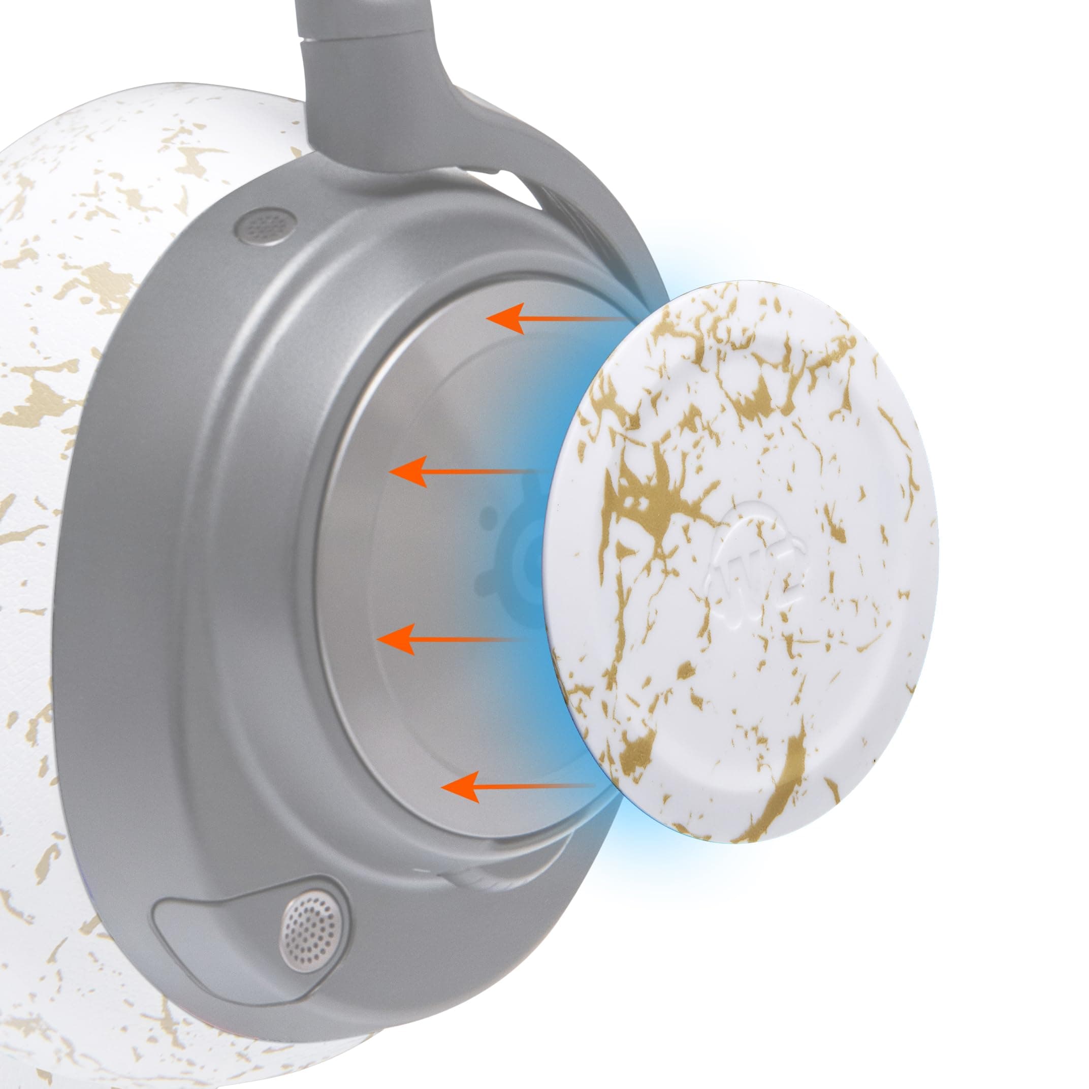 Side Plates for Arctis Nova Headsets, by Wicked Cushions | Fits Arctis Nova Pro Wireless/Pro Wired/Nova Elite/Nova 7 / 7X / 7P | Gold Marble