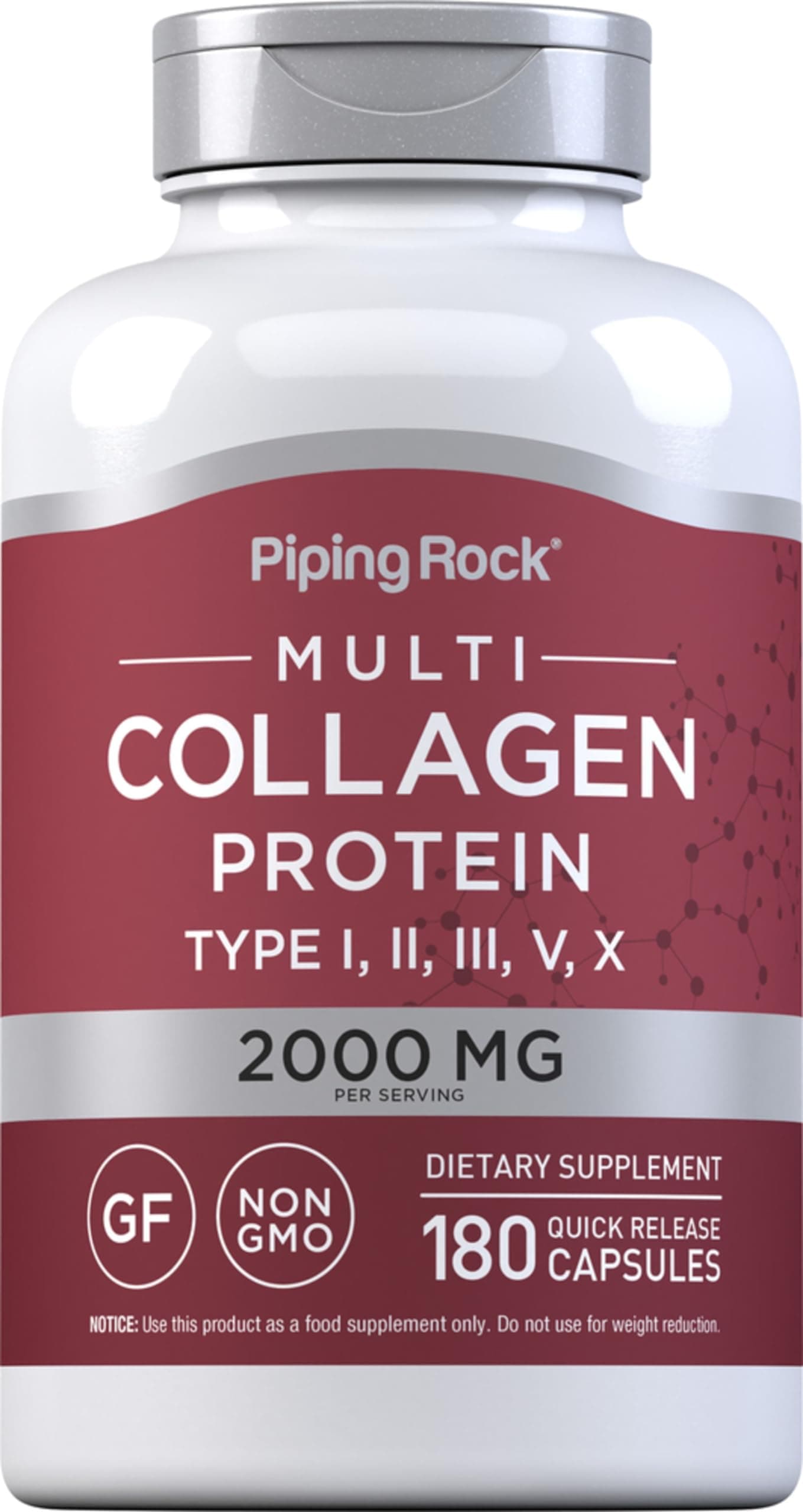Multi Collagen Protein Capsules | 180 Count | 2000mg | Types I, II, III, V, X | Complex Blend | Non-GMO, Gluten Free