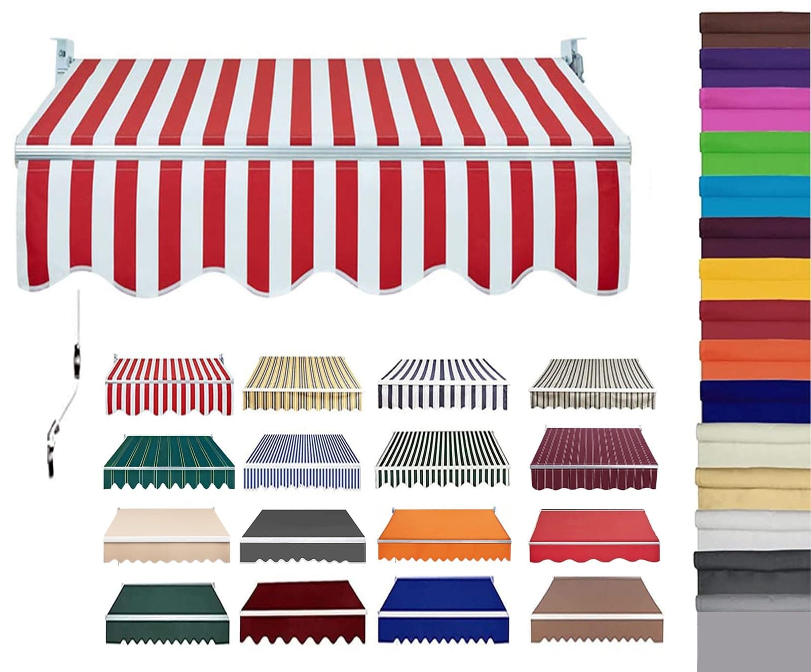 Retractable Patio Awning Replacement Fabric (Without Frame) Waterproof Shade Sun Shade Awning Cover Outdoor Patio Canopy Sunsetter Deck Awnings Polyester(D,(20x13ft) 6x4m)