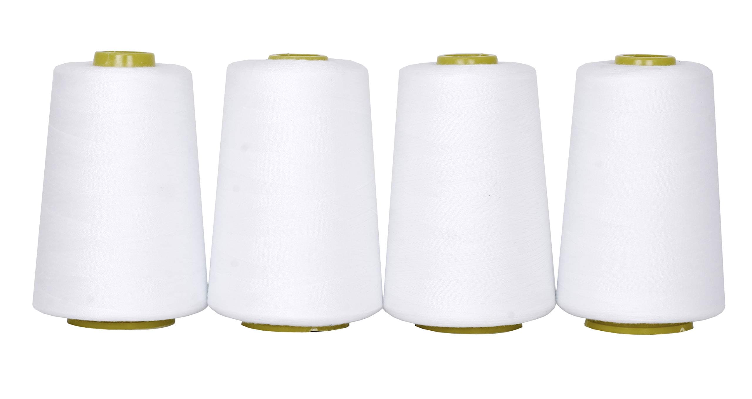 Mandala Crafts 4 Pack of Serger Threads Cones Spools - 40S/2 24000 Yards Polyester White Threads for Sergers Machine and Overlock Quilting Sewing Machine