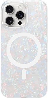 LONLIHue - for iPhone 16 Pro Case - White Pearl Tort Phone Case [Comatpiable with Magsafe] - Cute, Unique and Aesthetic Shockproof Cover for Women and Girls