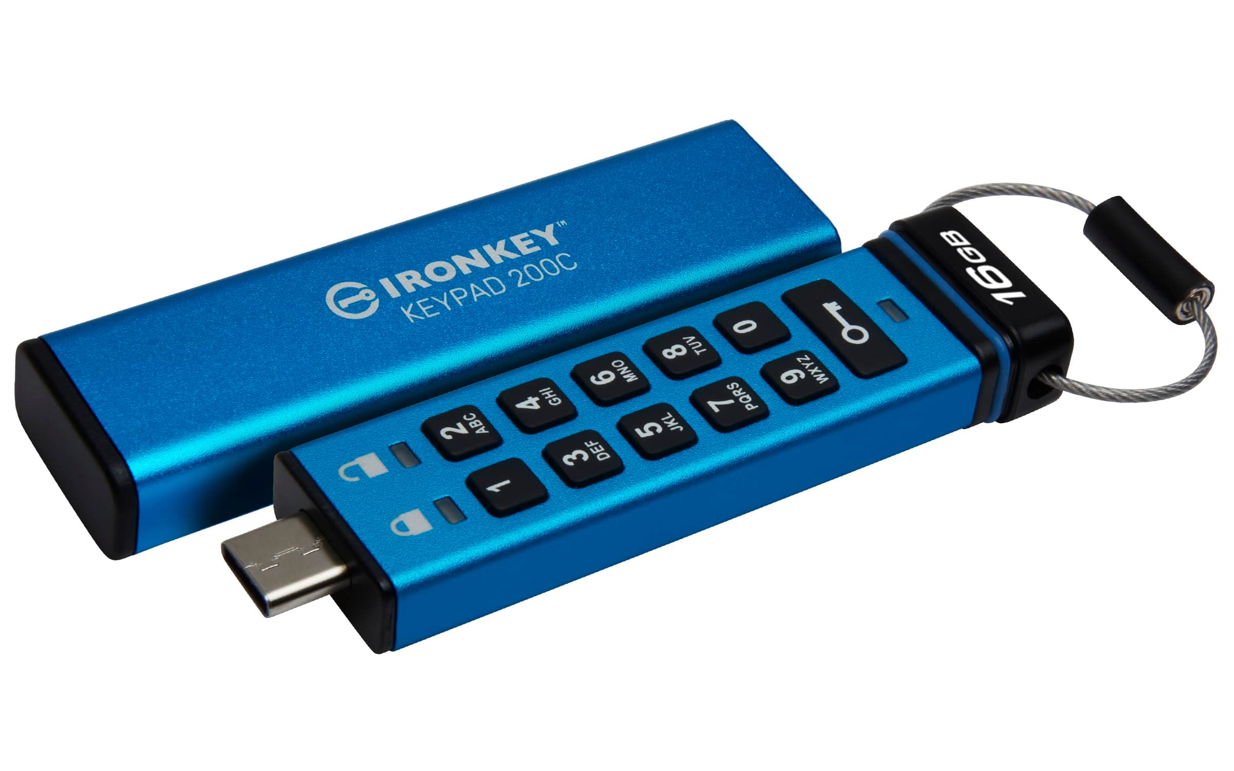 IronKey Keypad 200C Type-C hardware-encrypted USB Flash Drive FIPS 140-3 Level 3 (Pending) with XTS-AES 256-bit Hardware Encryption -IKKP200C/16GB