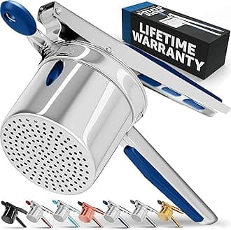 PriorityChef Large 15oz Potato Ricer, Heavy Duty Stainless Steel Potato Masher and Ricer Kitchen Tool, Press and Mash Kitchen Gadget For Perfect Mashed Potatoes - Everytime, Blue