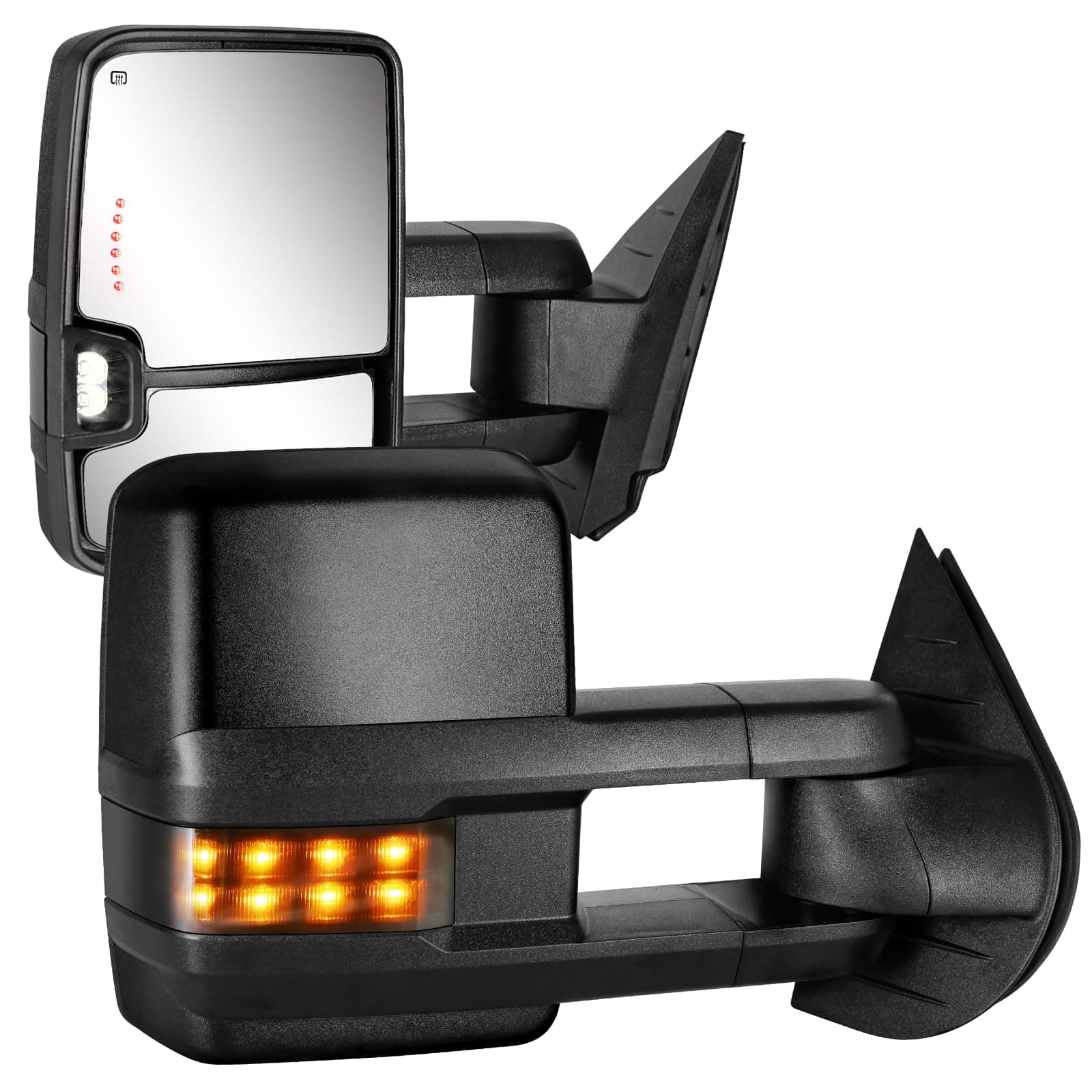 Towing Mirrors for 2007 2008 2009 2010 2011 2012 2013 Chevy Silverado Suburban Tahoe Avalanche GMC Sierra Yukon with Power Glass Turn Signal Light Backup Lamp Heated Extendable Pair