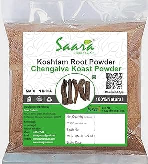 Saara HERBAL FRESH Koshtam Root Powder, 200g, Chengalva Koast, Kuth, Kudu, Keu, Kostam, Indian Costus Root, Kemuk Root Powder, (pack of 2 x 100g)