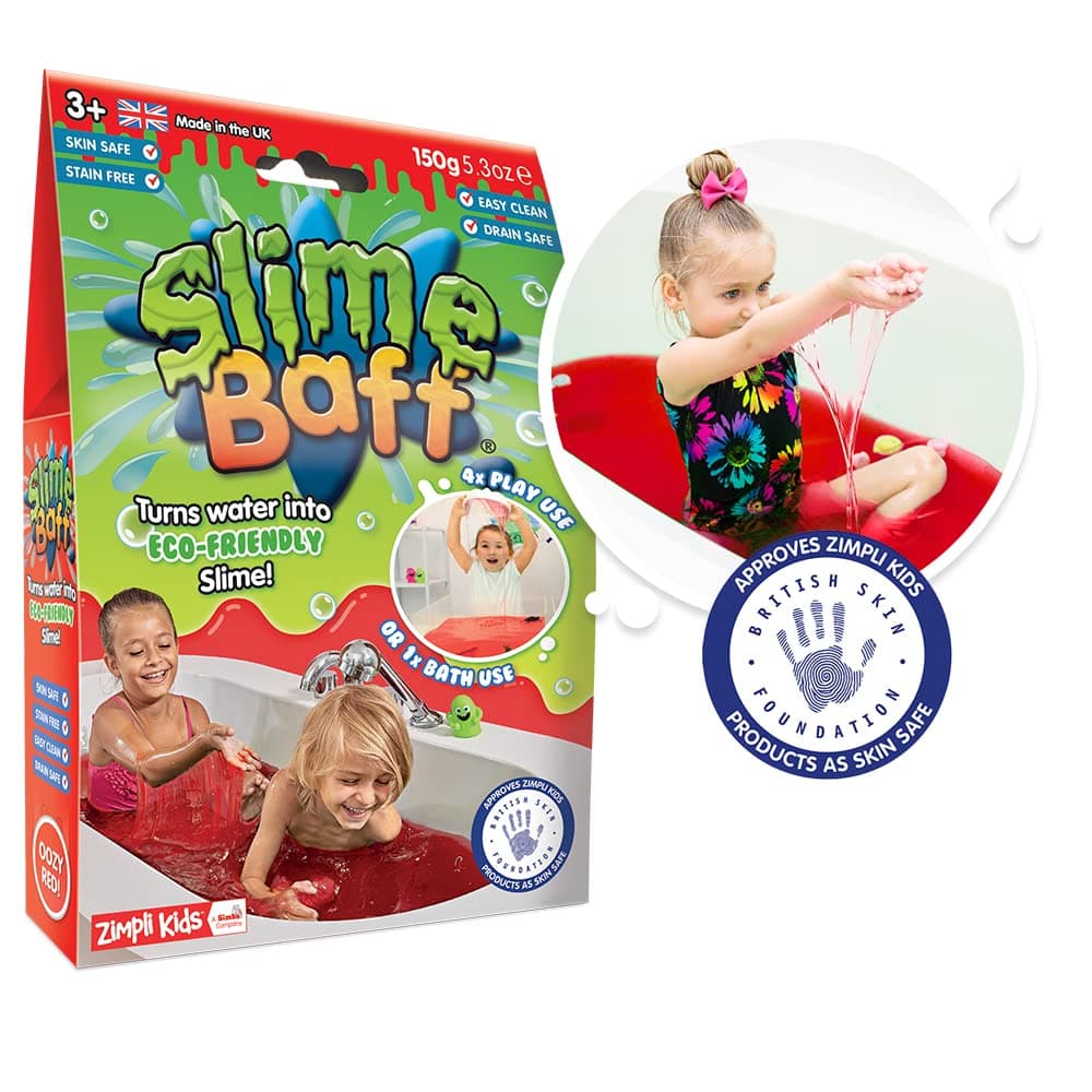 Slime Baff Red from Zimpli Kids, 1 Bath or 4 Play Uses, Magically turns water into gooey, colourful slime, Educational Stress Relief Slime Toy for Girls & Boys, Children's DIY Slime Kit