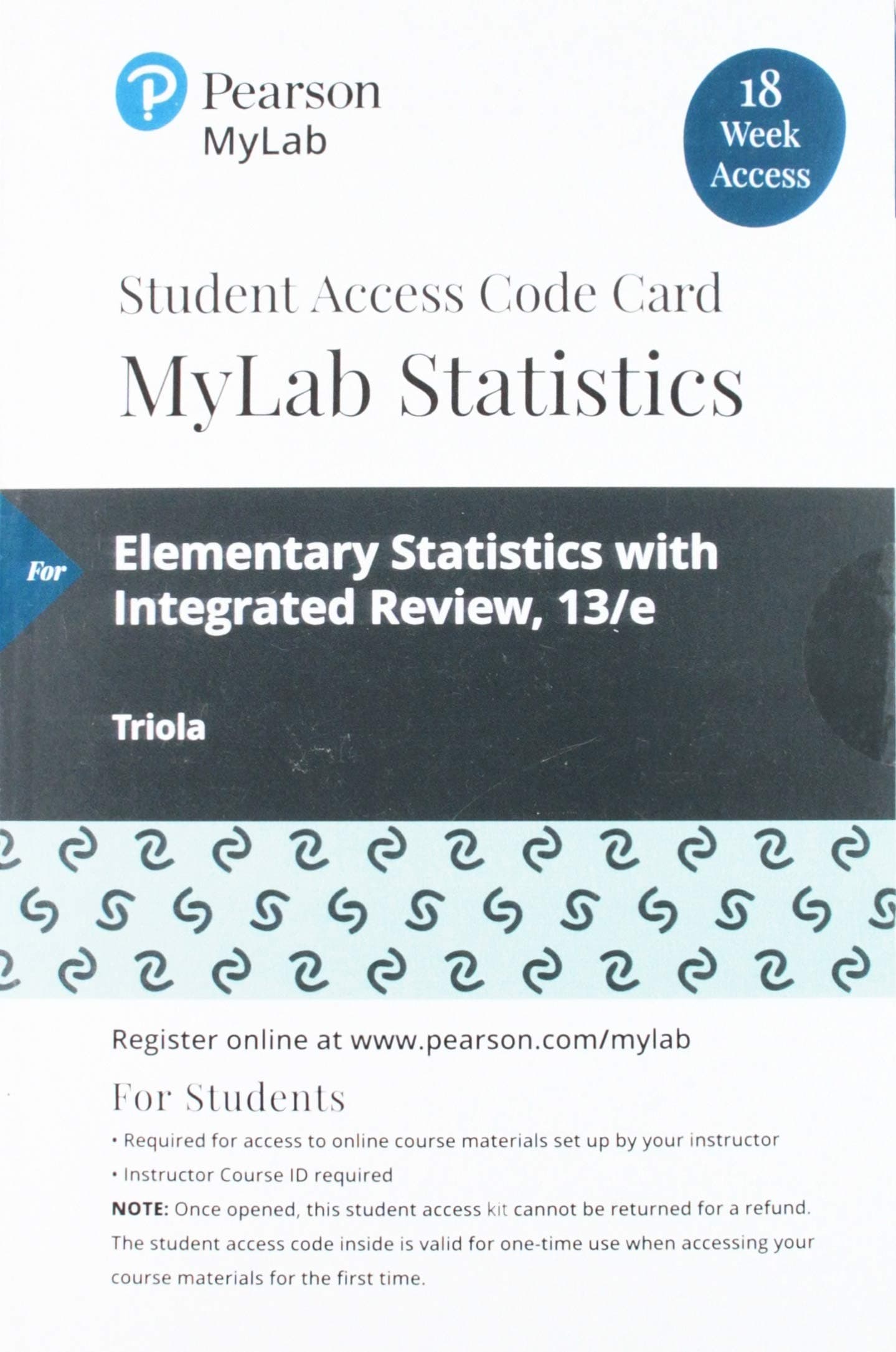 MyLab Statistics with Pearson eText -- 18 Week Standalone Access Card -- for Elementary Statistics with Integrated Review
