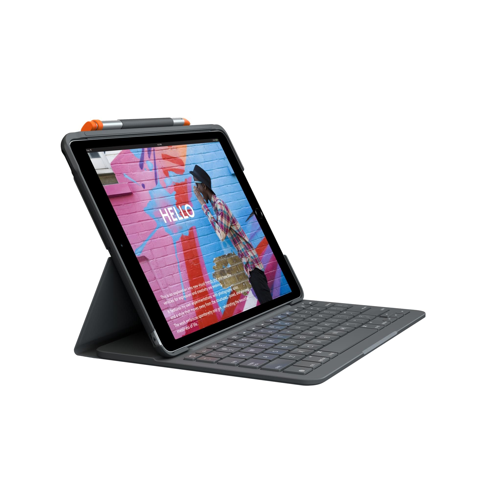 Logitech iPad (7th generation) Keyboard Case | Slim Folio with integrated wireless keyboard - Graphite
