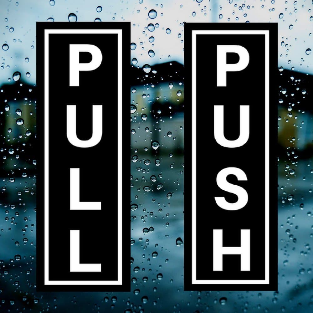 Push (x2) & Pull (x2) Indoor/Outdoor Vertical Door 1.75" x 5" Sticker/Decal for Business, Shops, Stores, Cafes & More - Industrial Strength Self Adhesive Back Vinyl Sticker